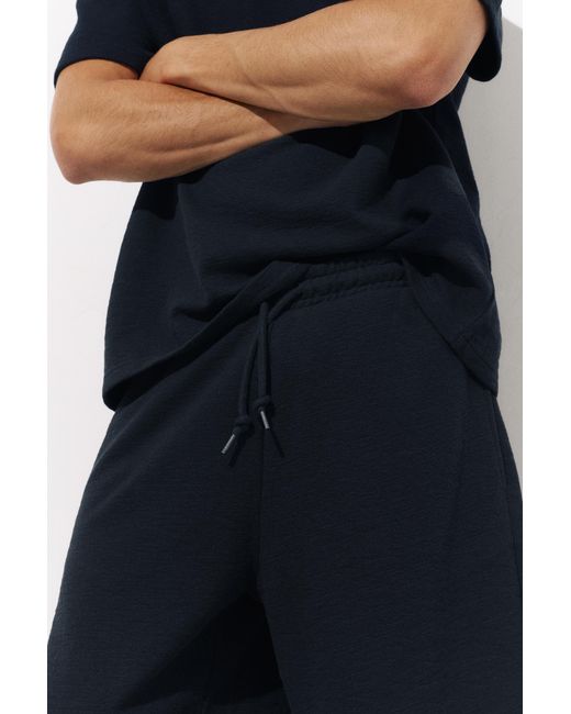 Pull&Bear Blue Textured Bermuda Sweatpants for men