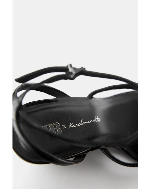 Pull&Bear Black Karoline Vitto Leather Wedge Sandals