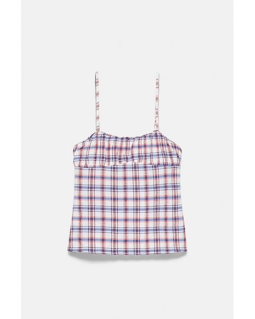 Pull&Bear Blue Check Print Strappy Top