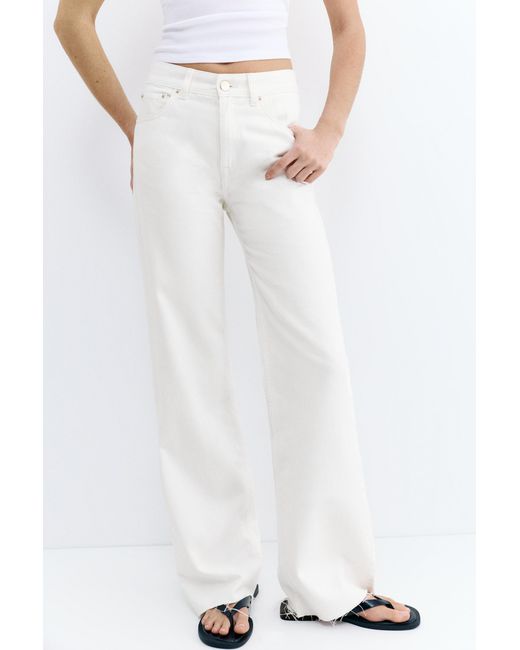 Pull&Bear Jeans Met Hoge Taille En Wijde Pijpen in het White