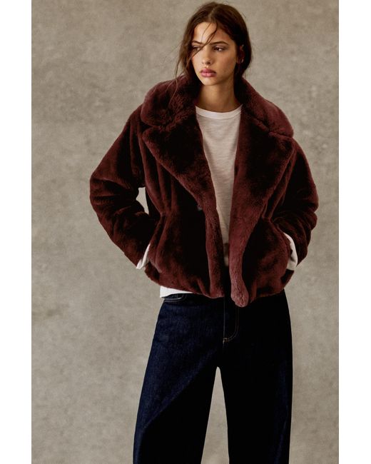 Pull&Bear Korte Imitatiebontjas in het Brown