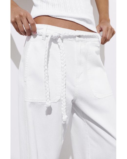 Pull&Bear White Balloon Jeans With Drawstring