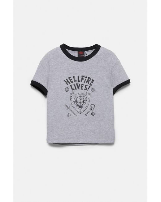 Pull&Bear Black Stranger Things Hellfire Lives T-Shirt