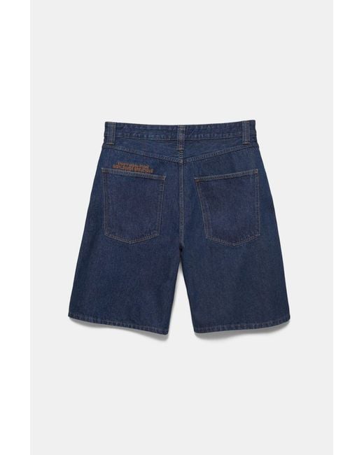 Pull&Bear Blue Skater Denim Bermuda Shorts for men