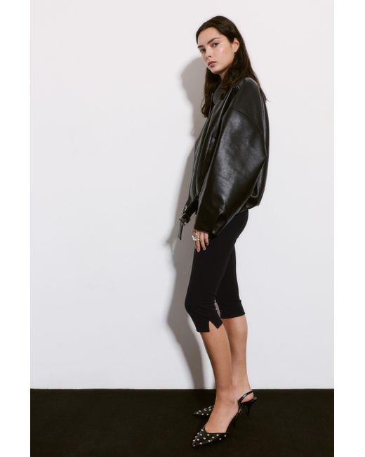 Pull&Bear Black Capris With Split Hems