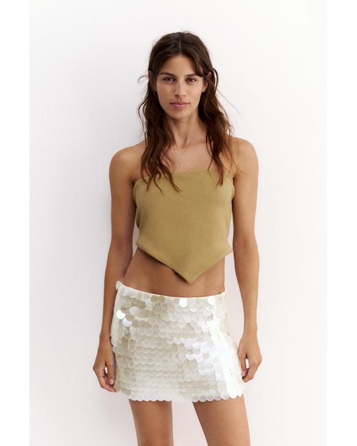 Pull&Bear Brown Sequin Mini Skirt