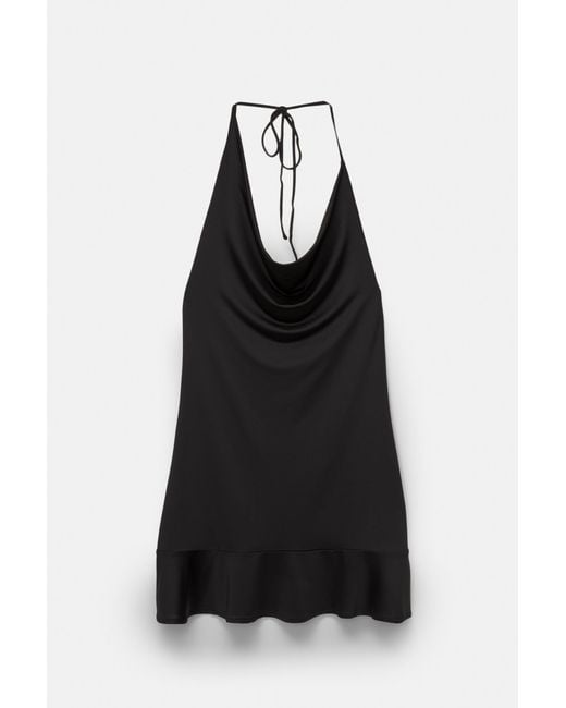 Pull&Bear Black Short Dress With Open Back