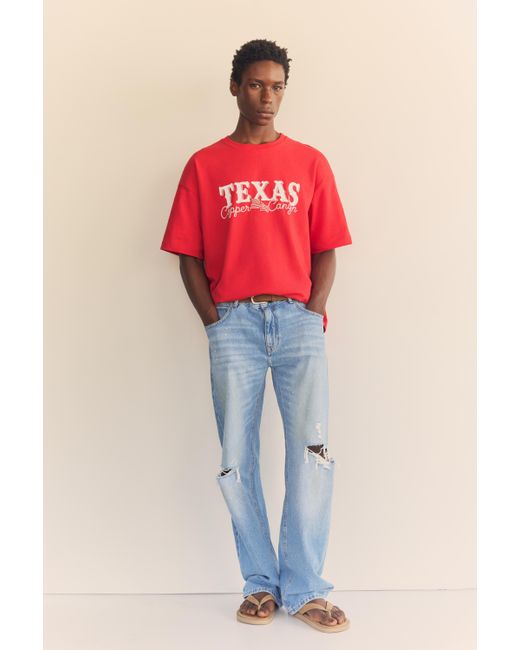 Pull&Bear Red Texas T-Shirt for men