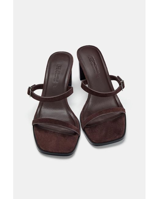 Pull&Bear White Leather Heeled Sandals With Buckle