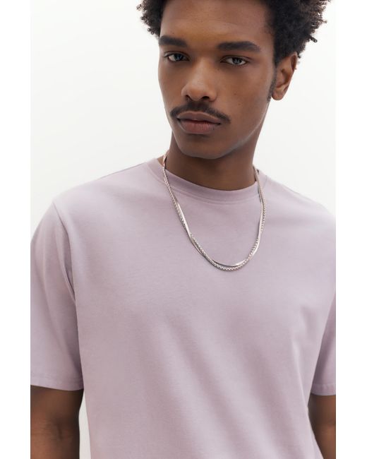 Pull&Bear Purple Basic Short Sleeve Cotton T-Shirt for men