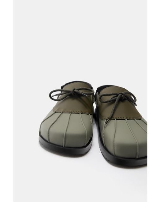 Pull&Bear Blue Lace-Up Clogs Stwd for men