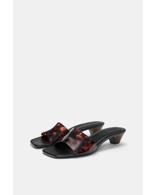 Pull&Bear Blue Vinyl Mule Heeled Sandals