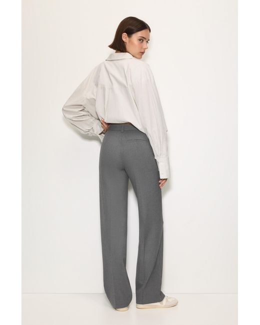 Pull&Bear White Smart High-Waist Straight-Leg Trousers