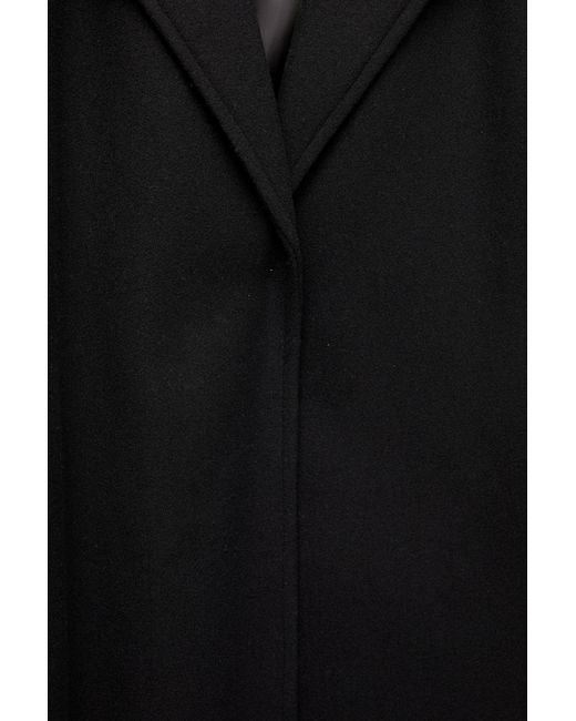 Pull&Bear Black Long Felt Coat With Belt