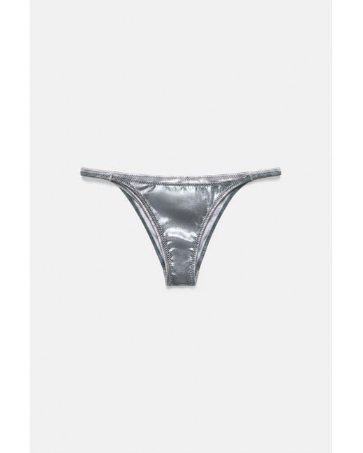Pull&Bear Blue Metallic Double Bikini Bottoms