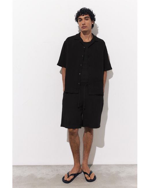 Camicia Maniche Corte Bambula di Pull&Bear in Black da Uomo