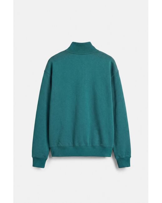Pull&Bear Green Quarter-Zip Sweatshirt for men