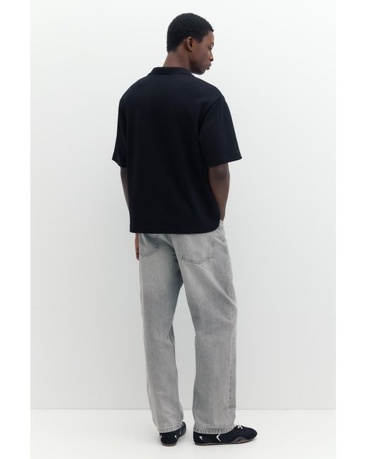 Pull&Bear Blue Short Sleeve Interlock Polo Shirt for men