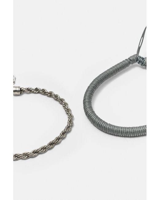 Pull&Bear White Pack Of 4 Bracelets for men
