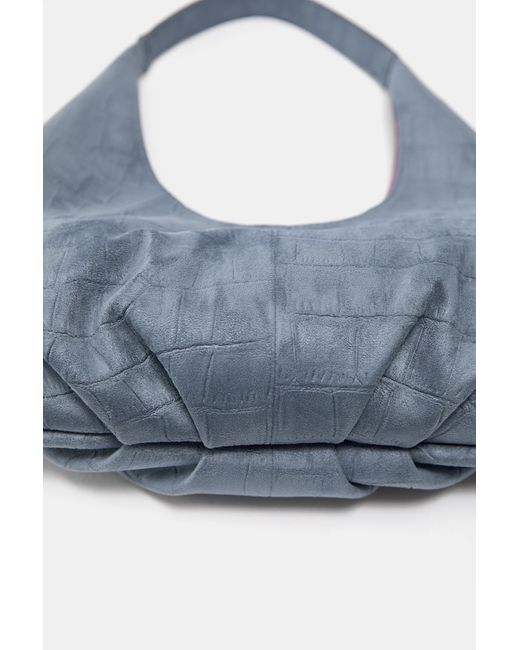 Pull&Bear Blue Schultertasche Mit Textur