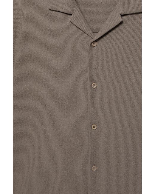 Pull&Bear Brown Terrycloth Short Sleeve Shirt for men