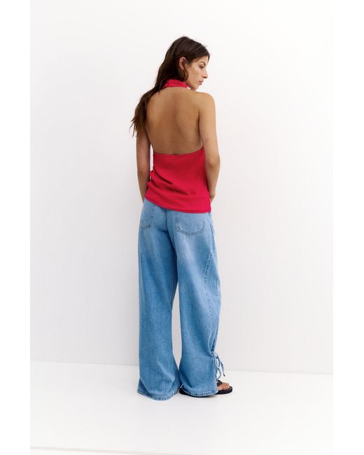 Pull&Bear Red Flowing Halter Top
