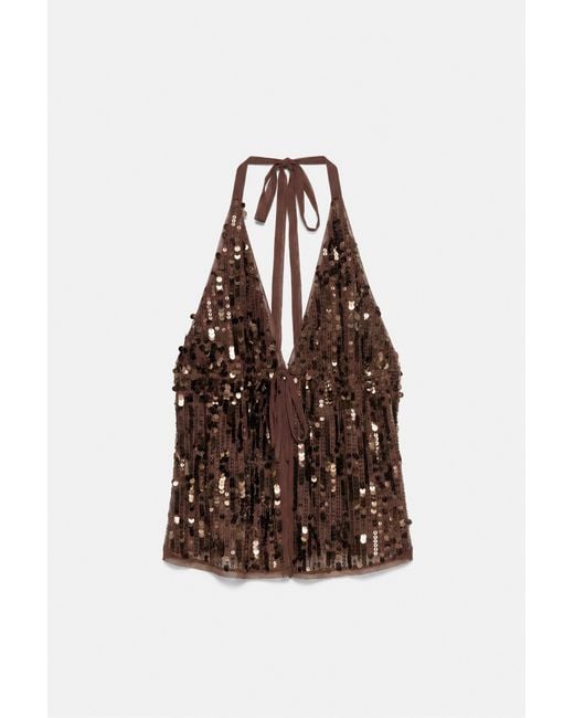Top Halter Con Paillette di Pull&Bear in Blue