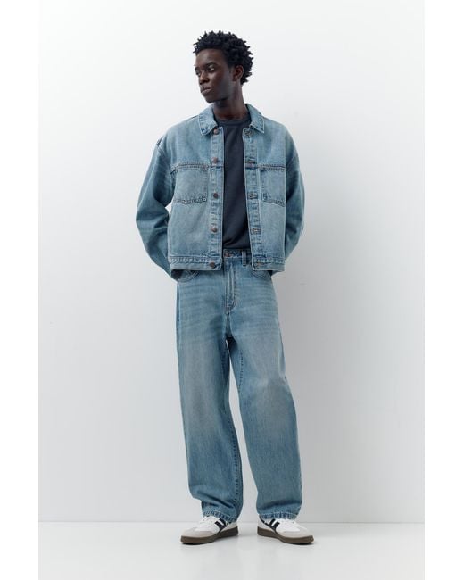 Pull&Bear Blue Denim Trucker Jacket for men