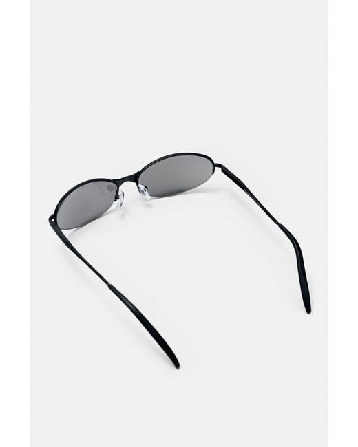 Pull&Bear Black Metallic Oval Sunglasses