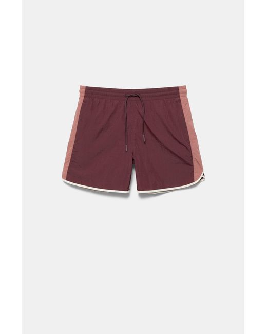 Pull&Bear Blue Contrast Panel Board Shorts for men