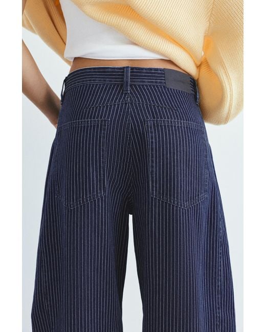 Pull&Bear Blue Striped Balloon Jeans