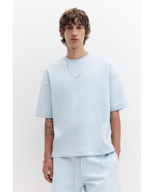Pull&Bear Blue Interlock Short Sleeve Sweatshirt for men
