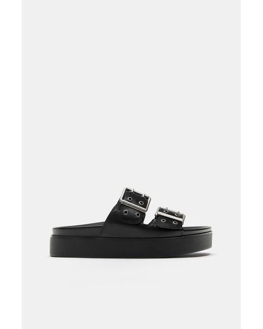 Pull&Bear Blue Chunky Buckle Sandals