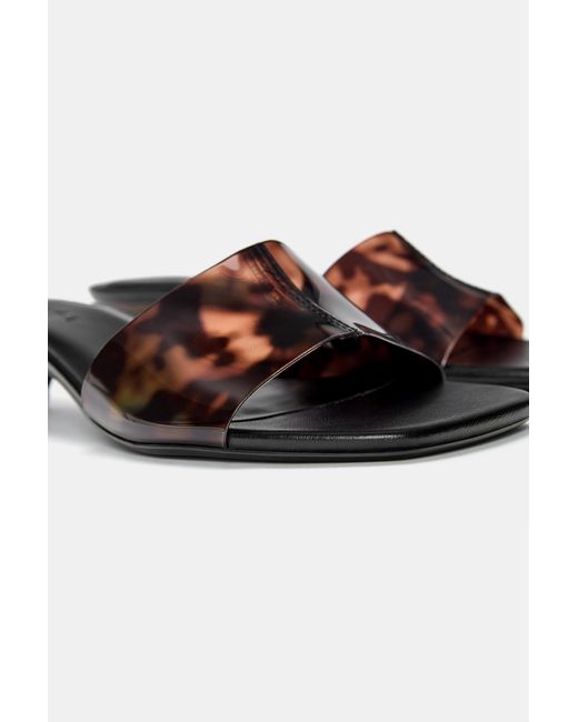 Pull&Bear Blue Vinyl Mule Heeled Sandals