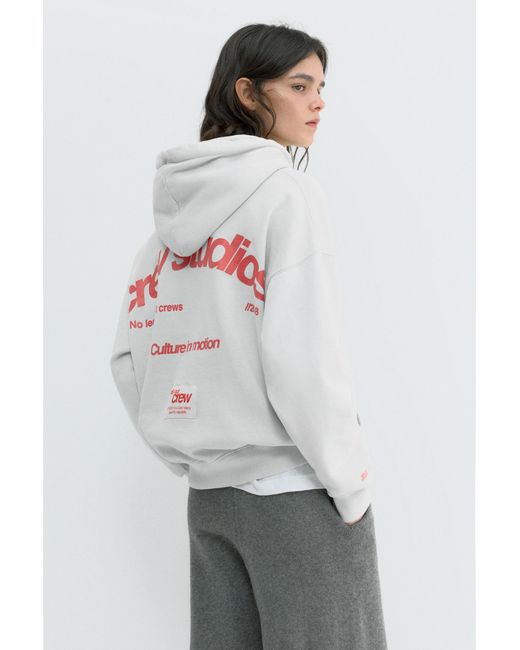 Pull&Bear White Crew Studios Hoodie