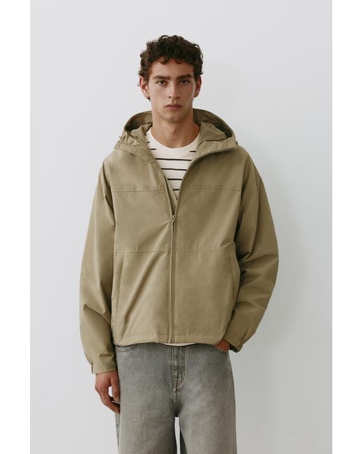 Pull&Bear Natural Lightweight Hooded Raincoat for men