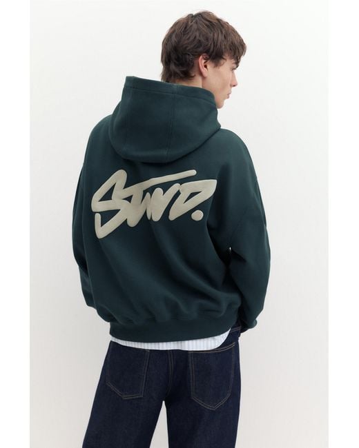 Pull&Bear Blue Stwd Boxy-Fit Hoodie for men