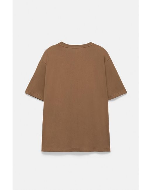 Pull&Bear Brown Boxy Fit Graphic Pocket T-Shirt for men