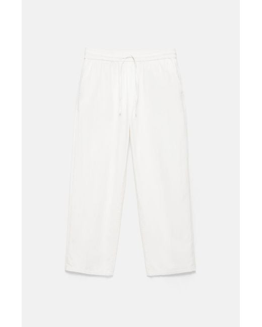 Pull&Bear White Denim Joggers for men