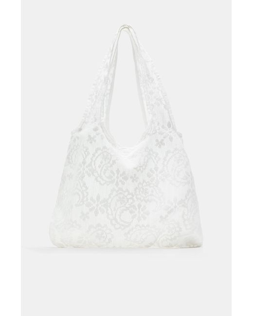 Pull&Bear White Embroidered Tote Bag