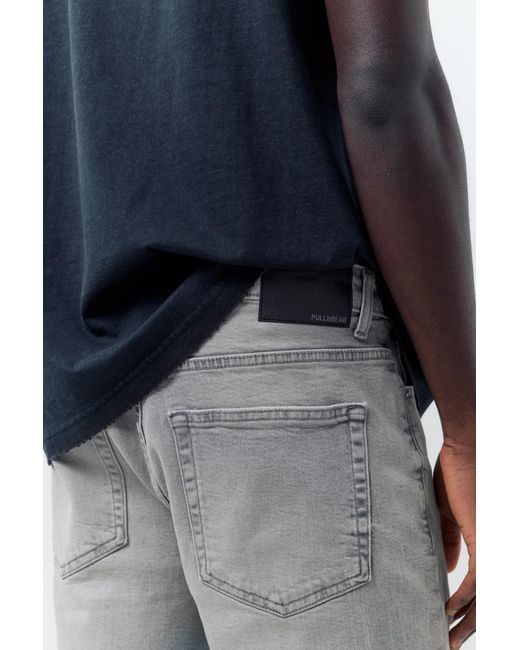 Pull&Bear Blue Ripped Denim Bermuda Shorts for men