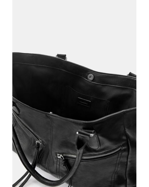 Pull&Bear Black Zip Tote Bag