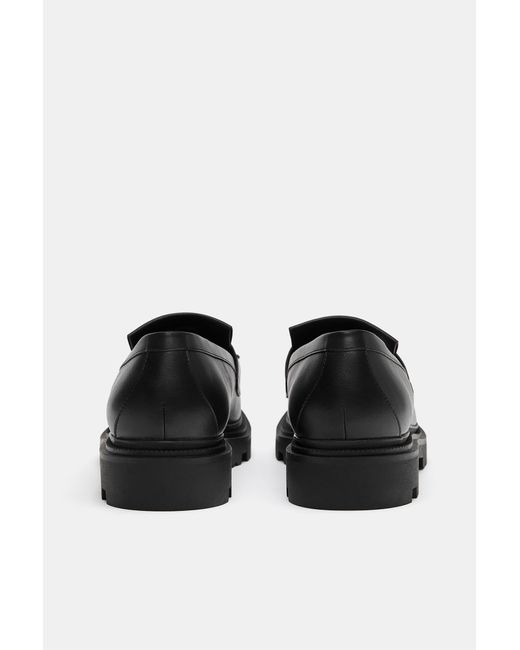 Pull&Bear Black Fringed Loafers for men