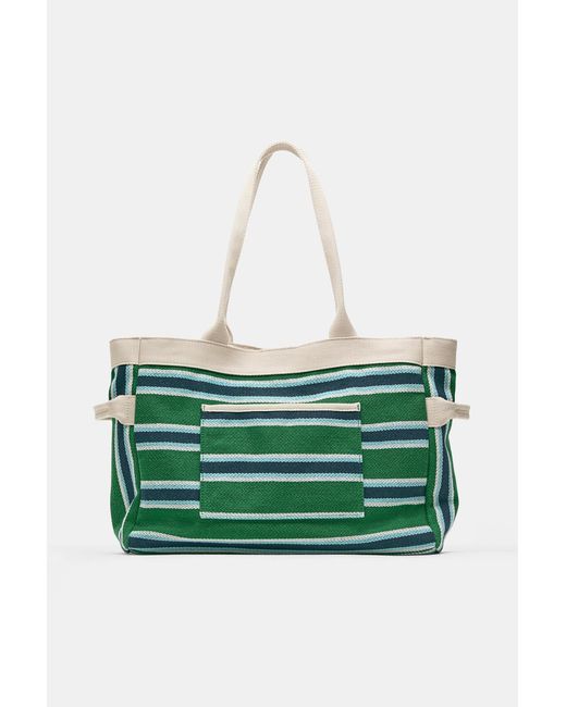 Pull&Bear Blue Shopper Mit Streifenmuster