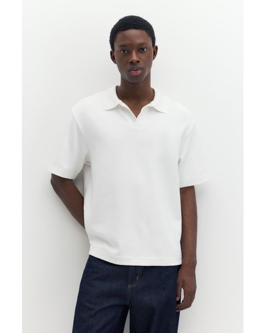 Pull&Bear White Short Sleeve Interlock Polo Shirt for men