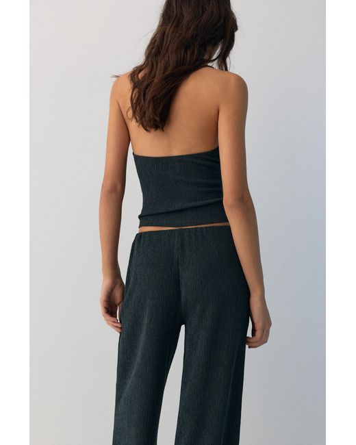 Pull&Bear Blue Crepe Halter Top