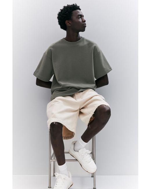 Pull&Bear Gray Basic Short Sleeve Sweatshirt for men