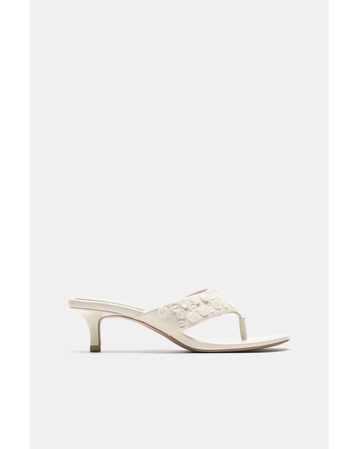 Pull&Bear Blue Heeled Sandals With Button Detail
