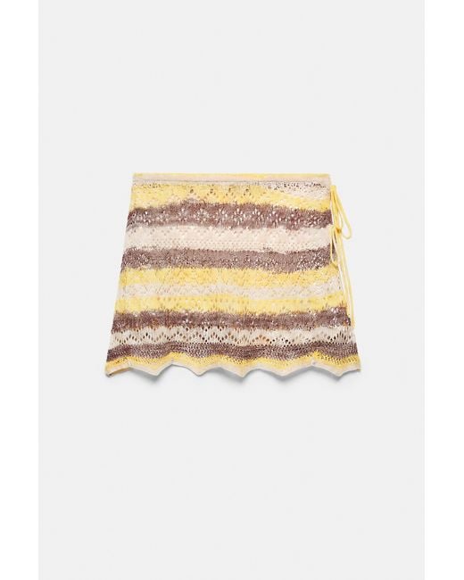 Pull&Bear Gray Space Dye Cutwork Mini Skirt