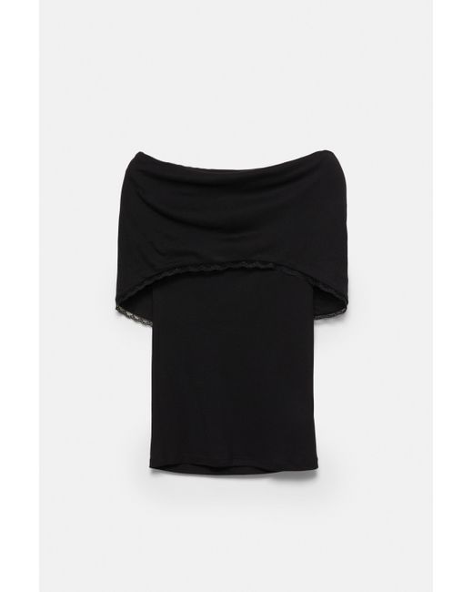 Pull&Bear Black Multiway Top With Lace Trim